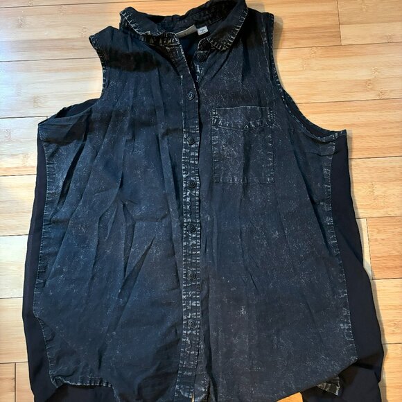 Noisy May Black Button Down Vest Top - Picture 1 of 8